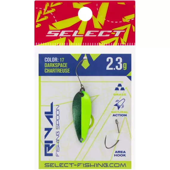 Блешня Select Rival 2.3g 30mm #17 DarkSpace Chartreuse, Вага блешні: 2.3, Колір блешні: #17 DarkSpace Chartreuse, фото , изображение 2